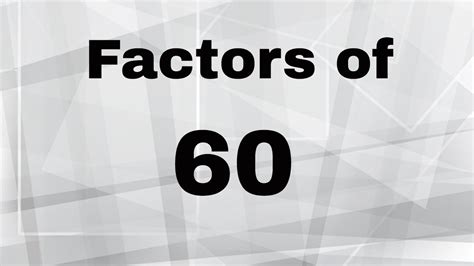 Factors of 60 - YouTube