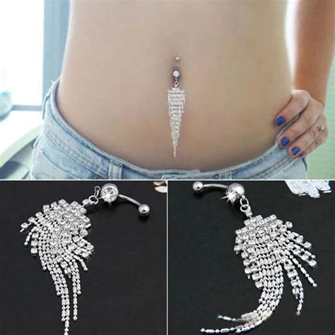 1PC Sexy Dangle Belly Bars Belly Button Rings Fashion Surgical Steel ...