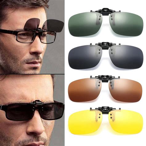 Polarized Flip Up Clip On Sunglasses Fishing Frame Lens 100% UV 400 ...