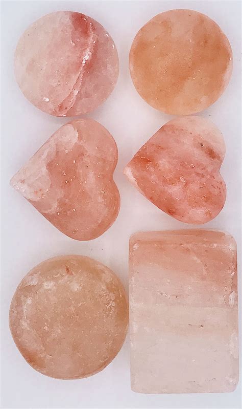Clearance Sale – Natural Pink Himalayan Massage Stone, Set of 2 – Available in Heart, Round Disc ...