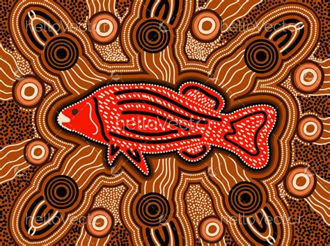 Fish aboriginal art background - Download Graphics & Vectors