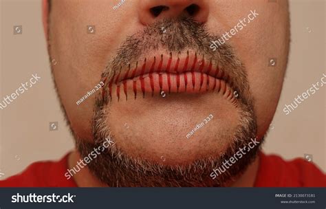 Horror Shot Scary Strange Man Mouth Stock Photo 2130073181 | Shutterstock