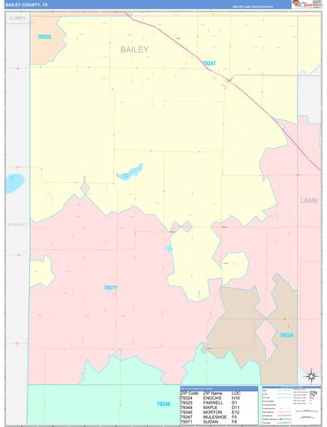 Bailey County, TX Wall Map Color Cast Style by MarketMAPS - MapSales