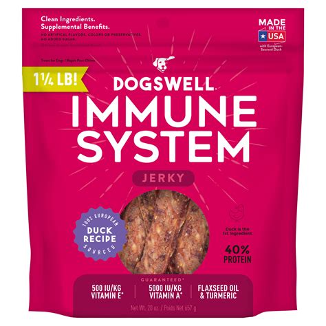 Dogswell Immunity & Defense Jerky Grain-Free Duck Recipe for Dogs, 20 ...