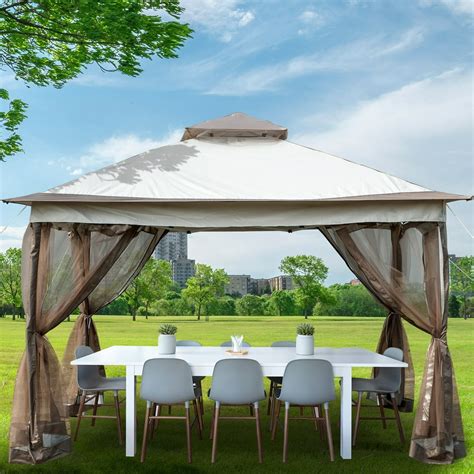 VEVOR 12'x 12' Outdoor Canopy Gazebo Tent Shelter 4 Sandbags W/Mosquito ...