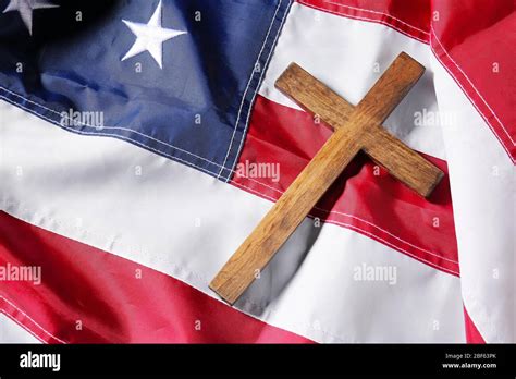 Christian cross on USA flag Stock Photo - Alamy