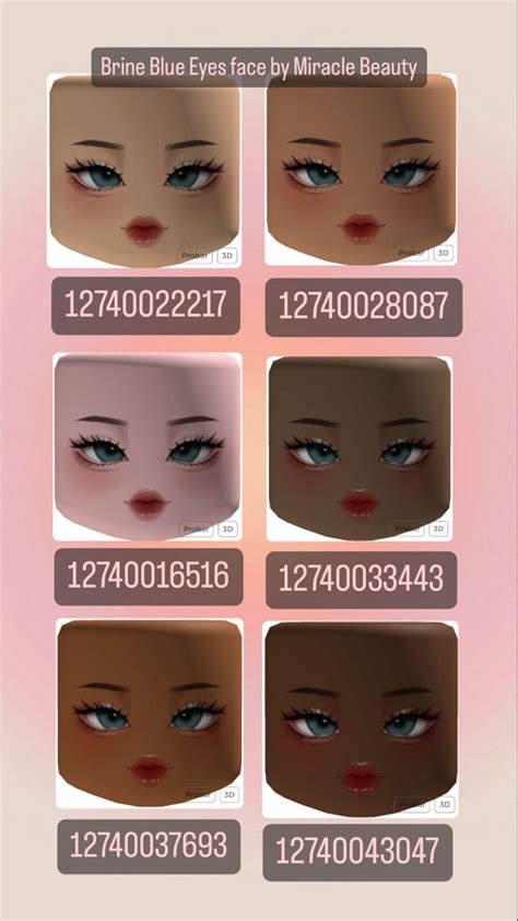 Roblox Face Codes - Credits to Miracle Beauty em 2023 | Desenhos de ...