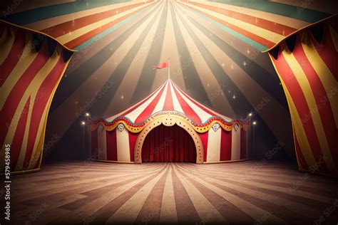 Circus Tent. Cartoon invitation. Illustration Generative AI Stock Illustration | Adobe Stock