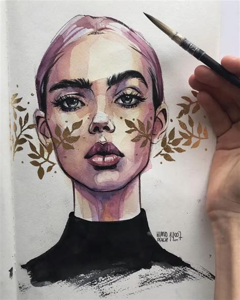 Pintura em Aquarela por Pêssego Úmido - Arte no Papel Online | Drawings, Sketches, Watercolor art