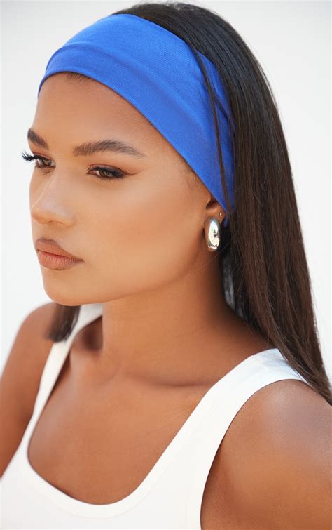 Blue Wide Ribbed Jersey Headband | PrettyLittleThing AUS