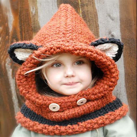 Fashion Baby Hat Caps Cat Ear Fox Winter Beanie Hats for Children Windproof Hat&Scarf Boy Girl ...