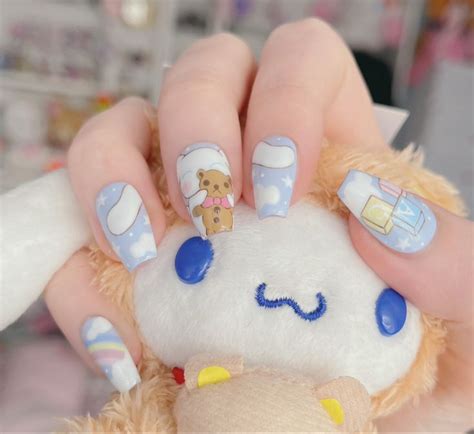 Cinnamoroll Sanrio Nails | Hello kitty nails, Cinnamon nails, Nails for ...