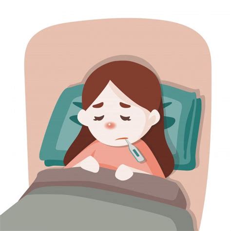 Niña enferma acostada en la cama Vector ... | Premium Vector #Freepik # ...