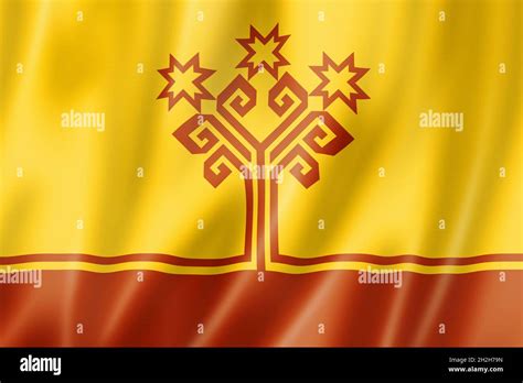 Chuvash state - Republic - flag, Russia waving banner collection. 3D ...