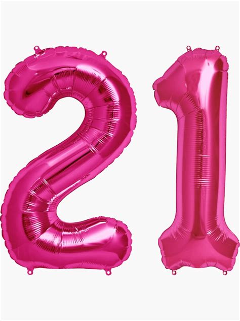 "Hot Pink 21st Birthday Metallic Helium Balloons Numbers" Sticker by ...