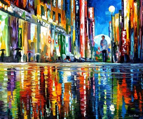 MIRROR OF THE RAIN , by Leonid Afremov | Oil painting on canvas, Homemade canvas art, Art painting