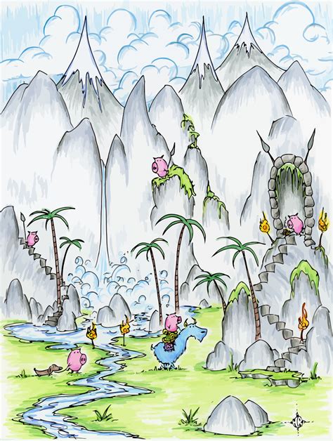 pigs near a waterfall | bluebison.netbluebison.net