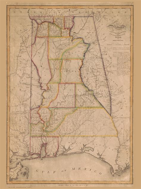 Alabama 1819 Melish - Old State Map Reprint - OLD MAPS