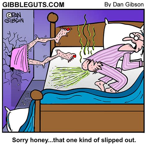 Old man Farting in bed cartoon from Gibbleguts.com