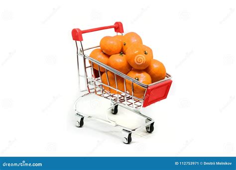 Metal Shopping Basket on Wheels with Green Handle Stock Image - Image ...