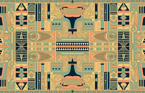 Egyptian fabric pattern vintage pastel colors. Abstract indigenous line art for ancient Egypt ...