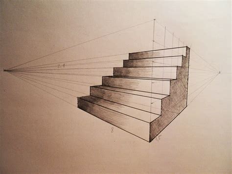 How to draw - Two point perspective - stairs - tutorial | Perspective drawing architecture ...