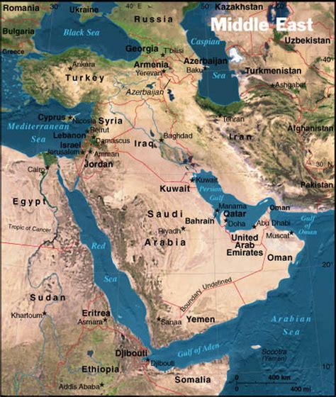 Geographical Map Of The Middle East