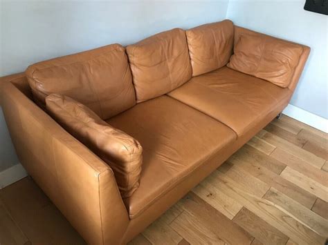 IKEA Stockholm three-seat leather sofa in s good condition for sale ...