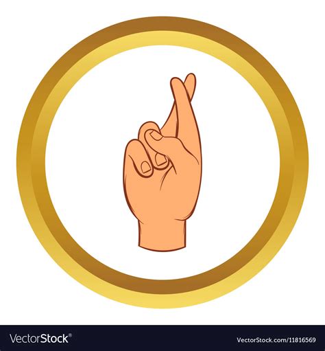 Fingers crossed icon cartoon style Royalty Free Vector Image