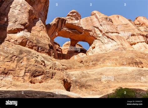 Twin or Skull Arch in Fiery Furnace Hiking Trail, Arches National Park ...