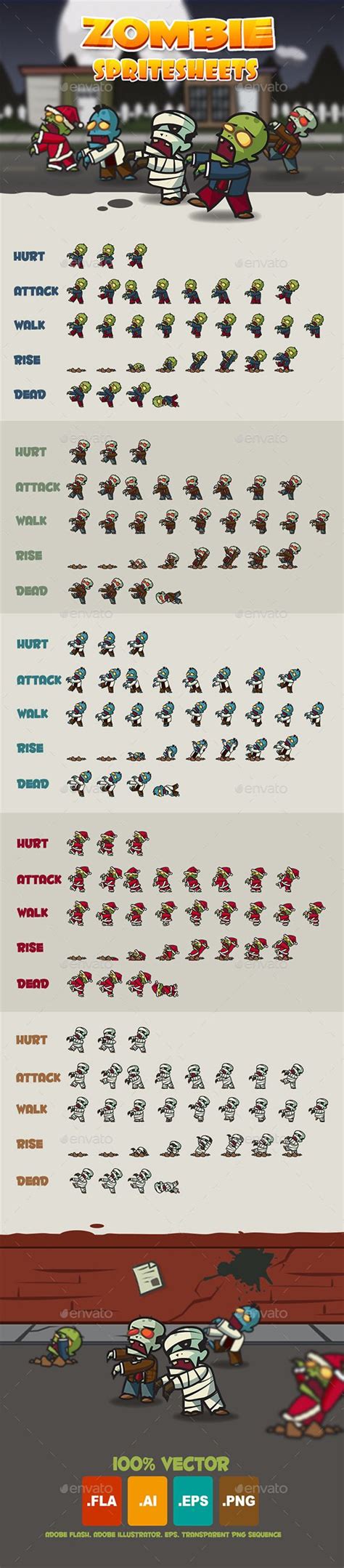 Zombie Spritesheet | Game character design, Game design, Game inspiration