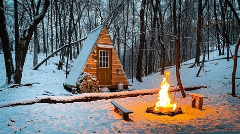 Winter Camp Out at our Tiny Cabin in Minnesota - YouTube