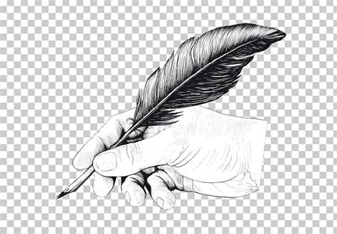 Quill Pen Drawing Feather PNG, Clipart, Black And White, Drawing, Feather, Hand, Monochrome Free ...