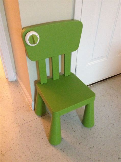 My kids' time out chair ... $15 ikea children's chair and a $1 ikea ...