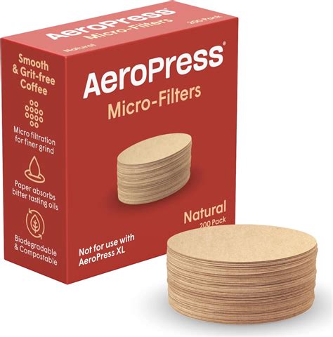 AeroPress Natural Paper Microfilters, AeroPress Coffee Filters, Unbleached Round Paper Filters ...