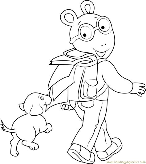 Arthur Going to School Coloring Page for Kids - Free Arthur Printable Coloring Pages Online for ...