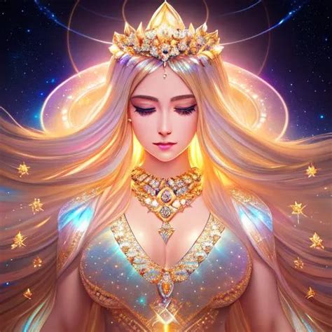 portrait full body of goddess, diamonds, digital pai...