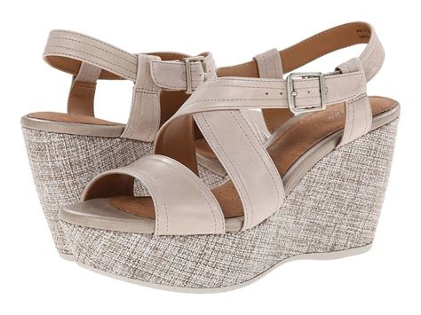 Clarks - Nadene Ziva (taupe Leather) Women's Wedge Shoes | ModeSens ...