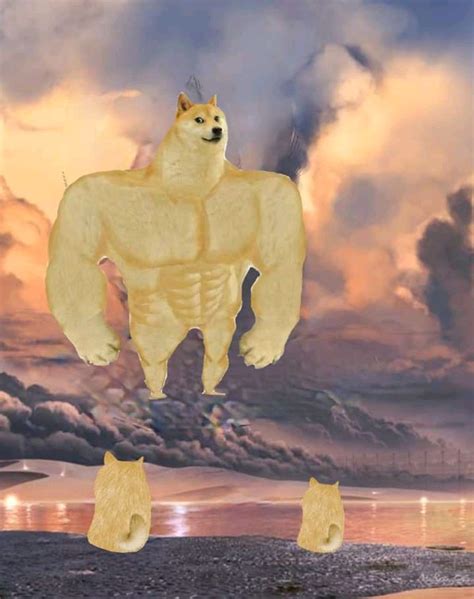 buff doge looking at small doge Blank Template - Imgflip