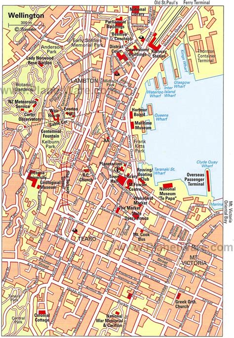 Detailed city map of Wellington, street map