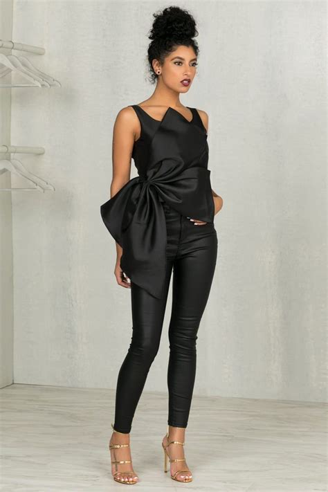 Statement Bow Top (Black) | Bow tops, Black tops, Clothes