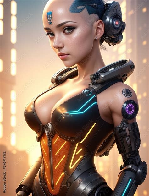 Woman in a futuristic costume with sci - fi, cybernetics, cyberpunk art, retrofuturism ...