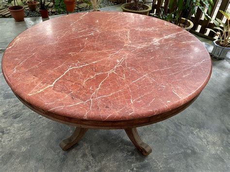 Rare antique rose marble top table, Furniture & Home Living, Furniture ...
