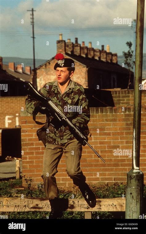 The Troubles Northern Ireland 1980s British soldier on street foot ...