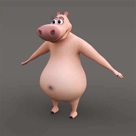 Hippo Cartoon 3d Model