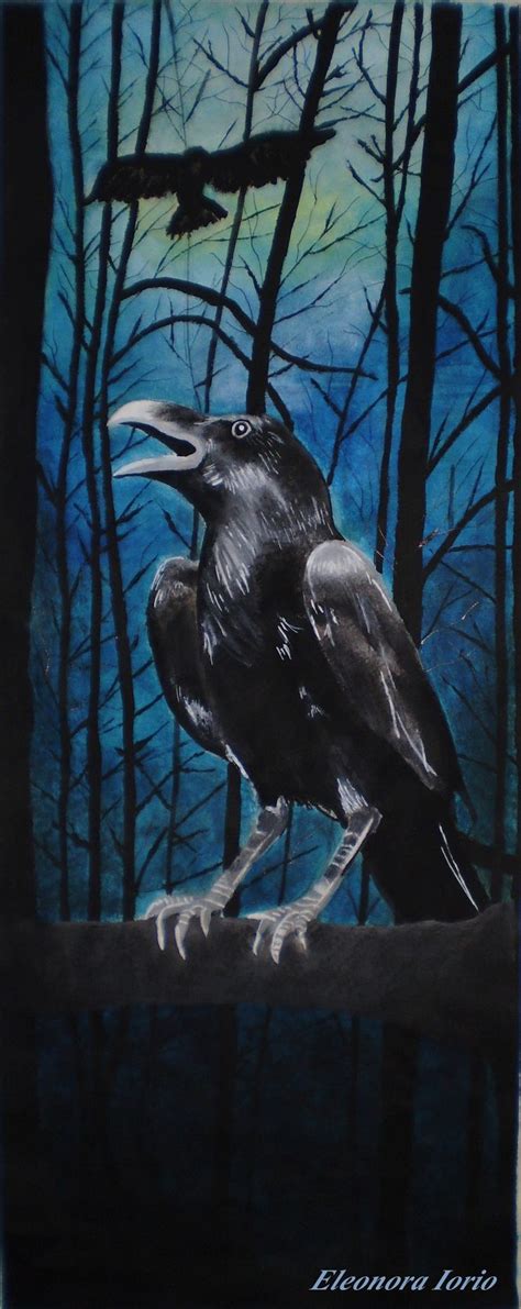 https://www.behance.net/gallery/67997377/ANIMALS #painting #crows #night #forest #woods #trees ...