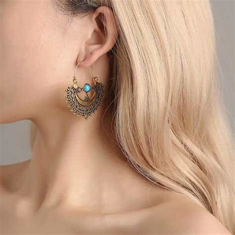 XY Fancy Women Dangle Earrings Vintage Ethnic Style Hollowed Out ...