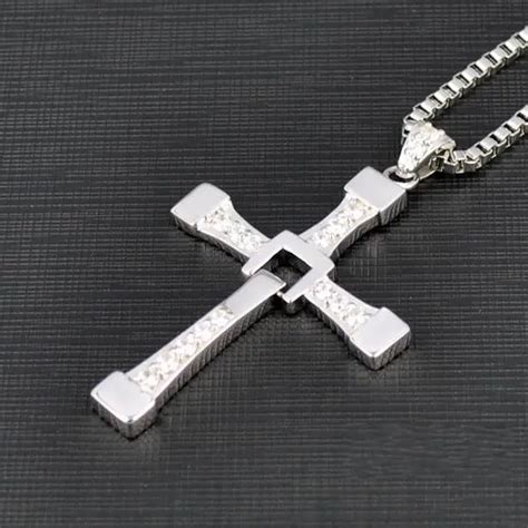 Pure Real 925 Silver Cross Necklace FAST and FURIOUS Dominic Toretto's Cross Pendant Necklace ...