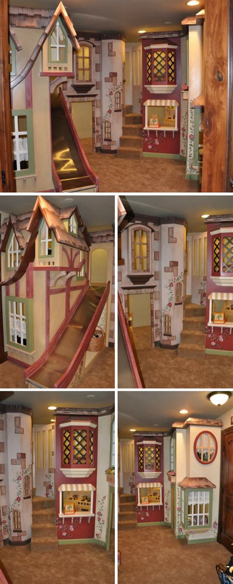 A cottage themed kids indoor playhouse inside a round room? Surely it doesn't get any better ...