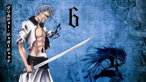 an anime character holding two swords in front of a blue background